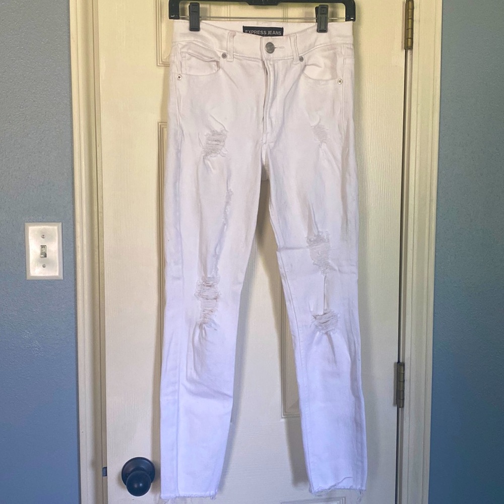 White Distressed Skinny Jeans